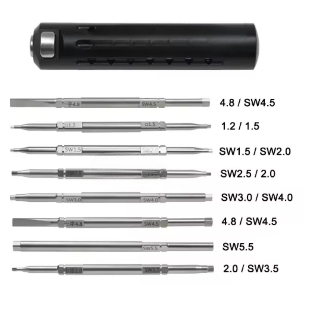 Siyah 7 Parça Ortopedik Kemik Tornavida Seti Çift Başlık Torx Yıldız/Altıgen Hızlı Kavrama Kolu Ortopedik Tornavidalar Eğitim Materyali Siyah 7 Parça Ortopedik Kemik Tornavida Seti Çift Başlık Torx Yıldız/Altıgen Hızlı Kavrama Kolu Ortopedik Tornavidalar Eğitim Materyali