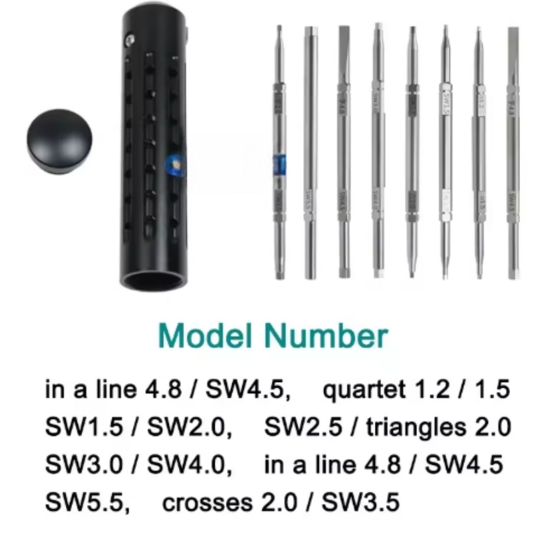 Siyah 7 Parça Ortopedik Kemik Tornavida Seti Çift Başlık Torx Yıldız/Altıgen Hızlı Kavrama Kolu Ortopedik Tornavidalar Eğitim Materyali Siyah 7 Parça Ortopedik Kemik Tornavida Seti Çift Başlık Torx Yıldız/Altıgen Hızlı Kavrama Kolu Ortopedik Tornavidalar Eğitim Materyali