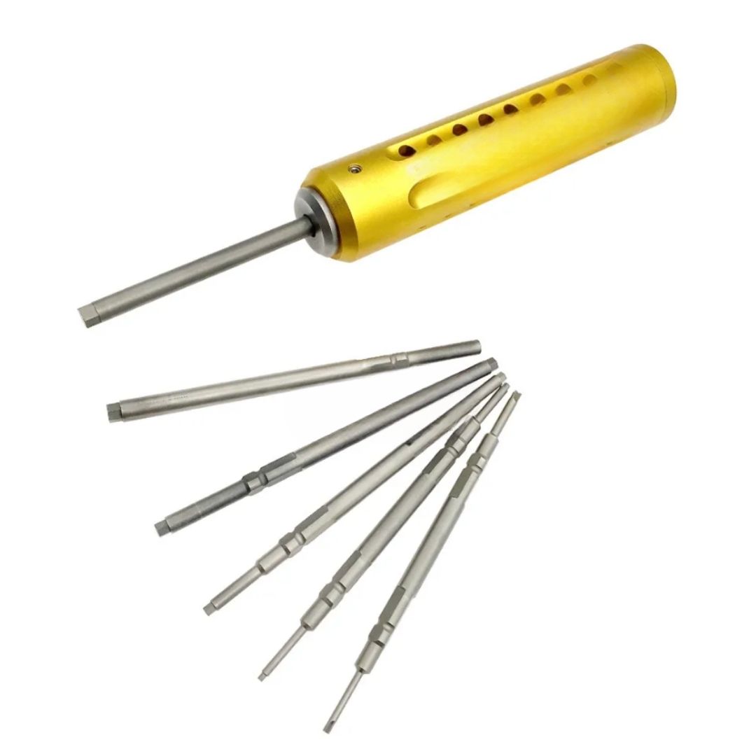 Gold 7 Parça Ortopedik Kemik Tornavida Seti Çift Başlık Torx Yıldız/Altıgen Hızlı Kavrama Kolu Ortopedik Tornavidalar Eğitim Materyali Gold 7 Parça Ortopedik Kemik Tornavida Seti Çift Başlık Torx Yıldız/Altıgen Hızlı Kavrama Kolu Ortopedik Tornavidalar Eğitim Materyali