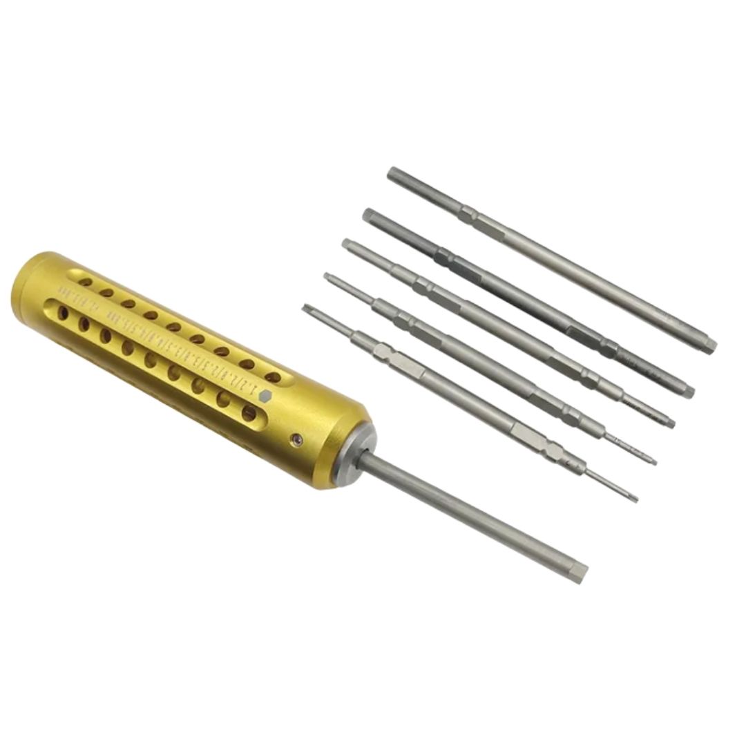Gold 7 Parça Ortopedik Kemik Tornavida Seti Çift Başlık Torx Yıldız/Altıgen Hızlı Kavrama Kolu Ortopedik Tornavidalar Eğitim Materyali Gold 7 Parça Ortopedik Kemik Tornavida Seti Çift Başlık Torx Yıldız/Altıgen Hızlı Kavrama Kolu Ortopedik Tornavidalar Eğitim Materyali