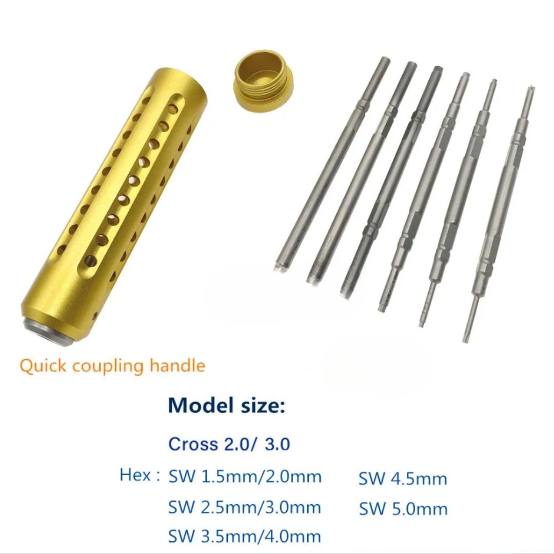 Gold 7 Parça Ortopedik Kemik Tornavida Seti Çift Başlık Torx Yıldız/Altıgen Hızlı Kavrama Kolu Ortopedik Tornavidalar Eğitim Materyali Gold 7 Parça Ortopedik Kemik Tornavida Seti Çift Başlık Torx Yıldız/Altıgen Hızlı Kavrama Kolu Ortopedik Tornavidalar Eğitim Materyali