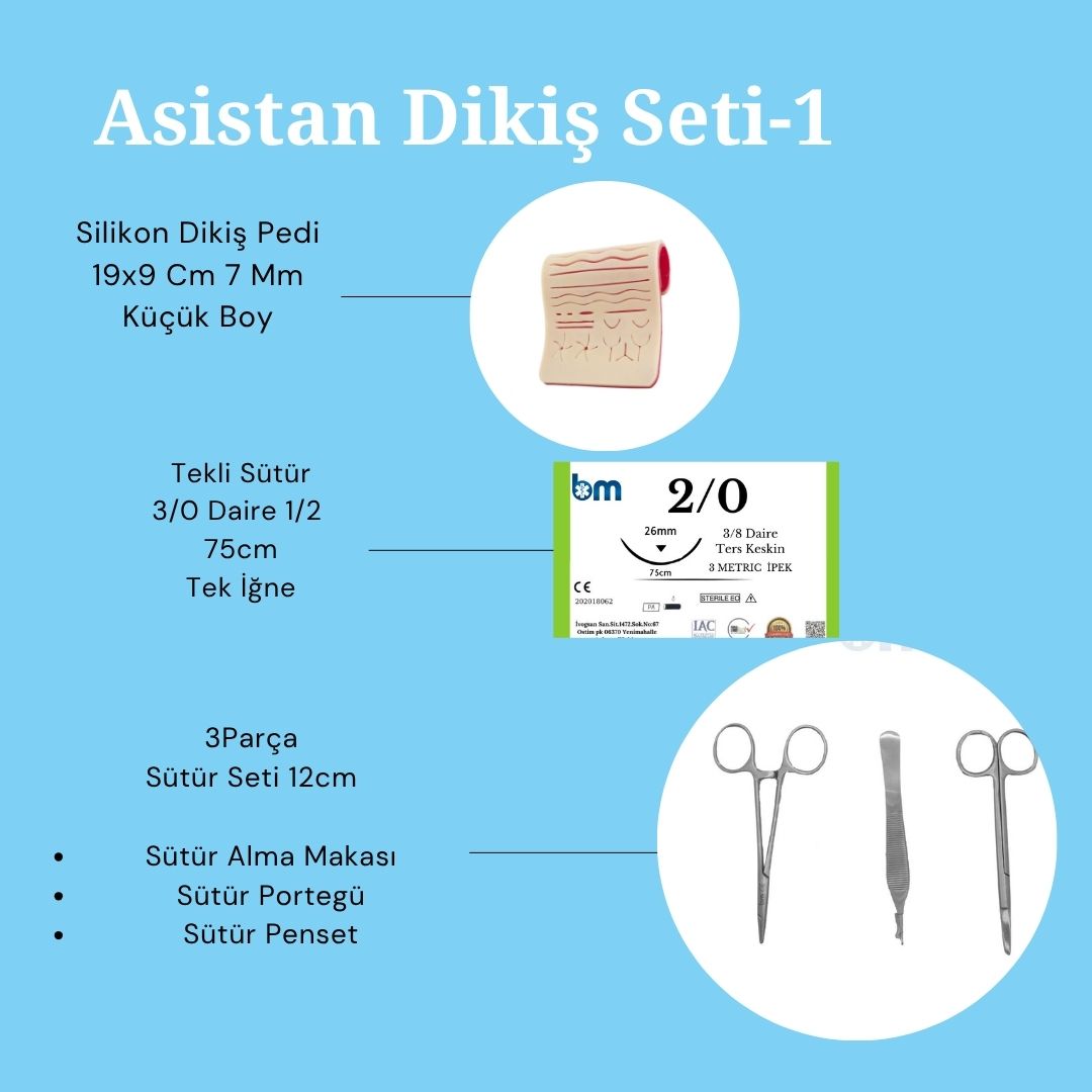 Barışhan Medikal 4 Parça Öğrenci ve Asistan Dikiş Seti-1 Dikiş El Aletleri Küçük Gri 4.7inç Tekli 2/0 Keskin İğne İplik Küçük Sütür Ped Eğitim Materyali Barışhan Medikal 4 Parça Öğrenci ve Asistan Dikiş Seti-1 Dikiş El Aletleri Küçük Gri 4.7inç Tekli 2/0 Keskin İğne İplik Küçük Sütür Ped Eğitim Materyali